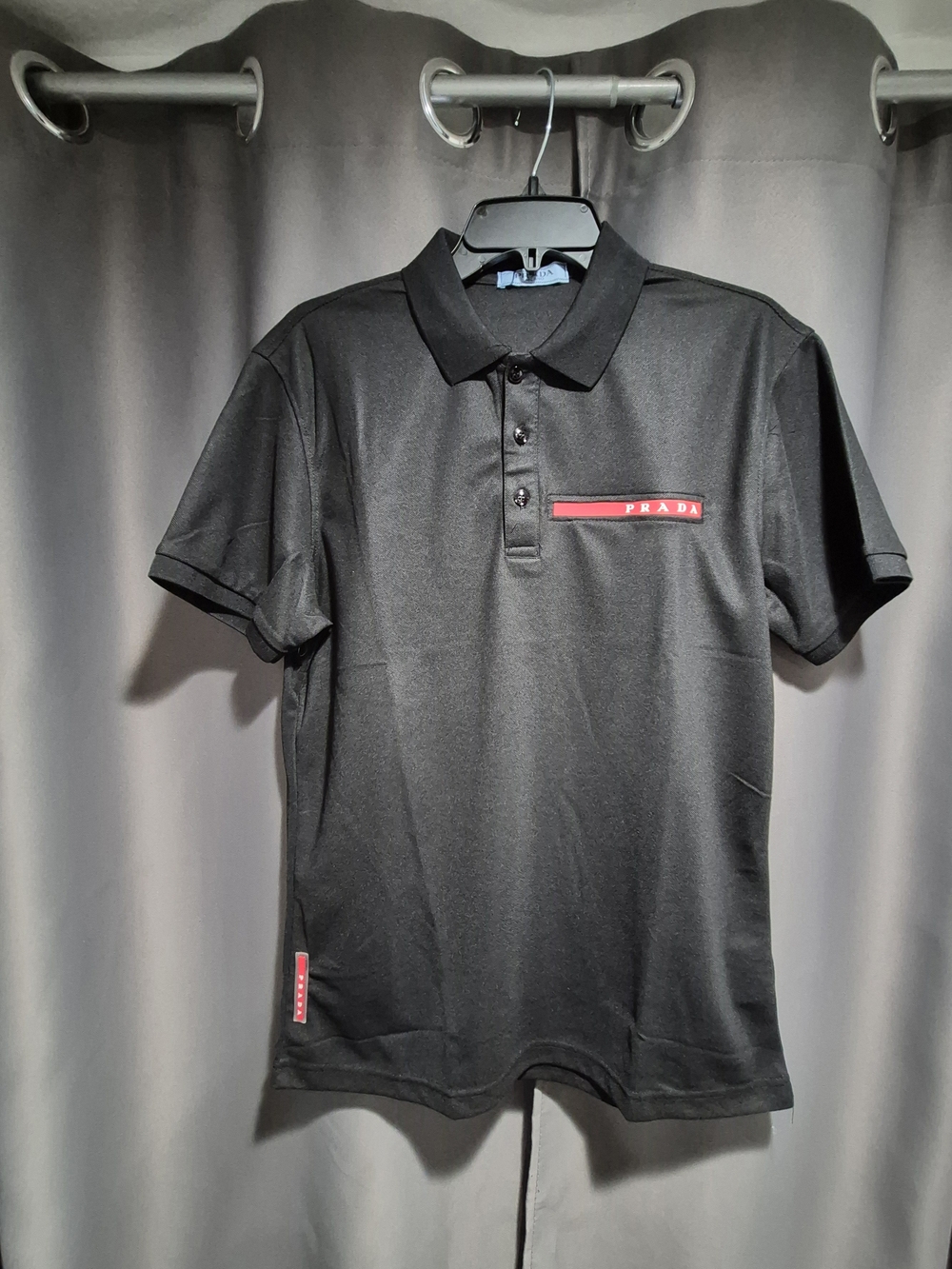 Prada Black Polo Shirt with Red Logo Accent - Picture 3 of 9